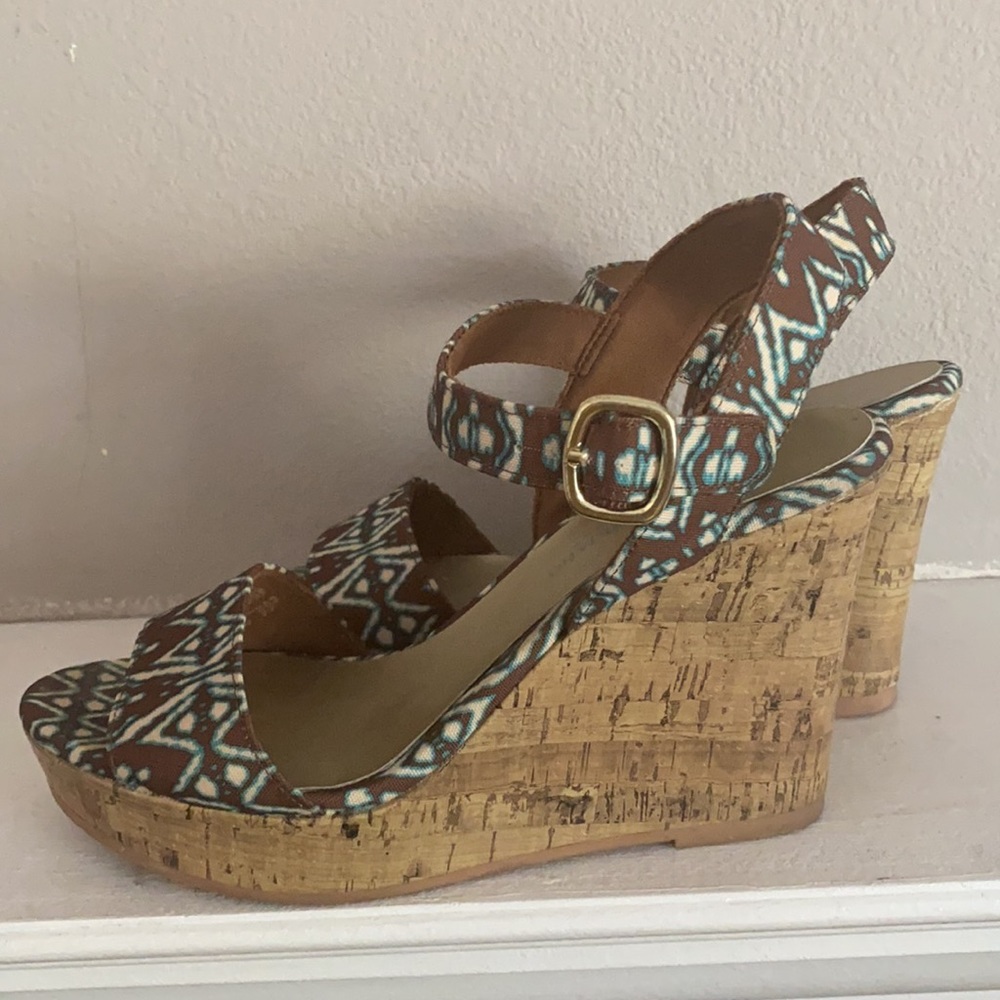Christiano Siriano Teal Canvas Cork Wedges